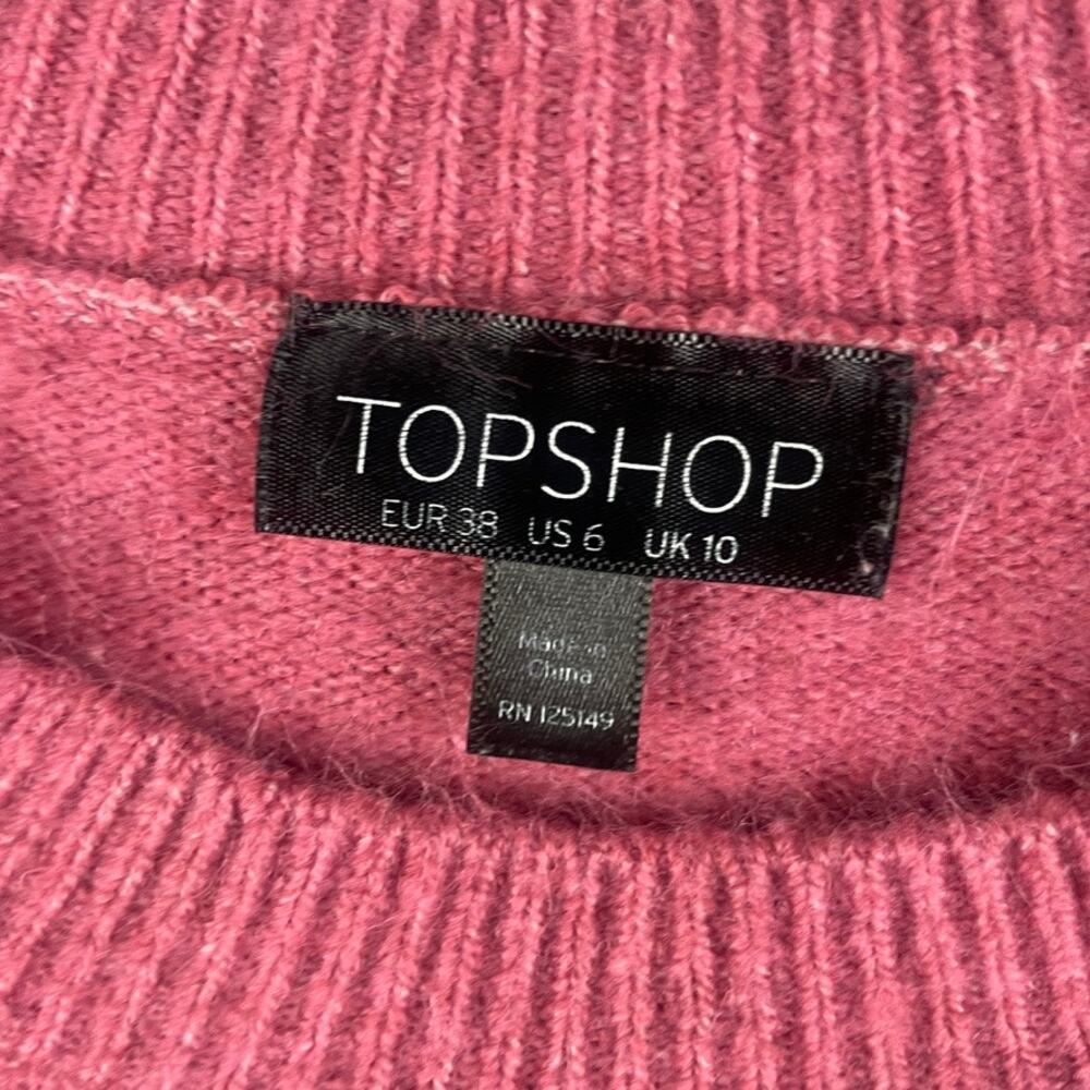 Topshop Women's 6 Pink Acrylic Polyester Elastane Crew Neck Long Sleeve Sweater - Picture 3 of 11